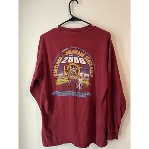 Vintage Y2K Harley Davidson HOG RallyLogo Biker Red Long Sleeve T-Shirt Size Med